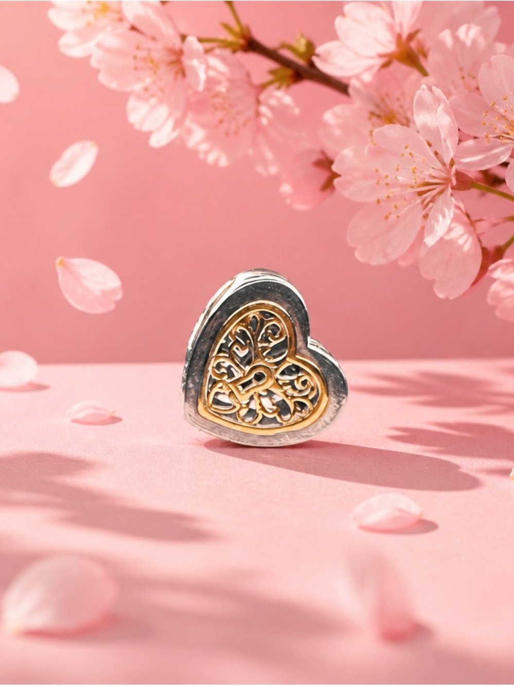 Two-Tone Heart Locket Pendant - Gold & Silver new with out tag